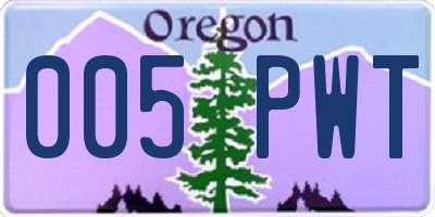 OR license plate 005PWT