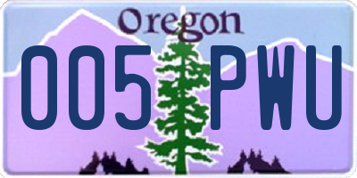 OR license plate 005PWU