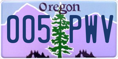OR license plate 005PWV