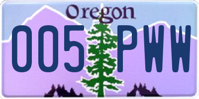 OR license plate 005PWW