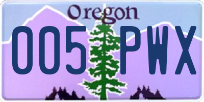OR license plate 005PWX