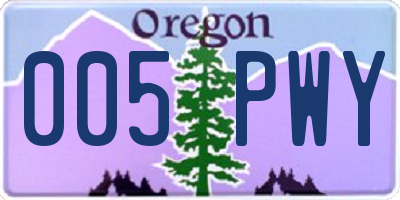 OR license plate 005PWY