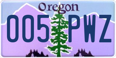 OR license plate 005PWZ