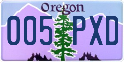 OR license plate 005PXD