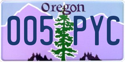 OR license plate 005PYC