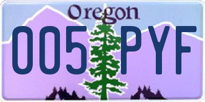 OR license plate 005PYF