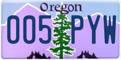 OR license plate 005PYW