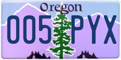 OR license plate 005PYX