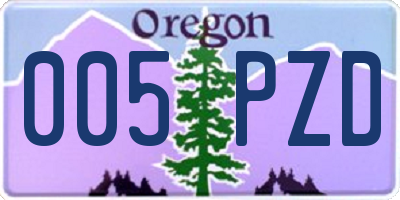 OR license plate 005PZD