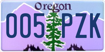 OR license plate 005PZK