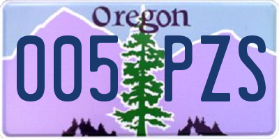 OR license plate 005PZS