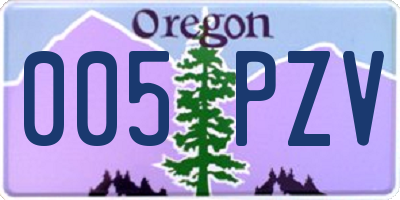OR license plate 005PZV