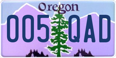 OR license plate 005QAD
