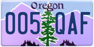 OR license plate 005QAF