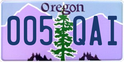 OR license plate 005QAI