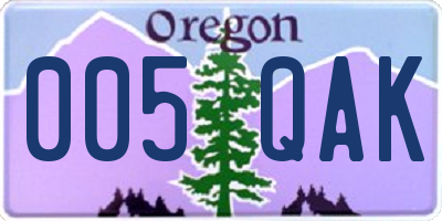 OR license plate 005QAK
