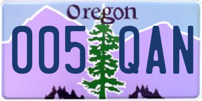 OR license plate 005QAN