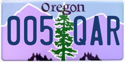 OR license plate 005QAR