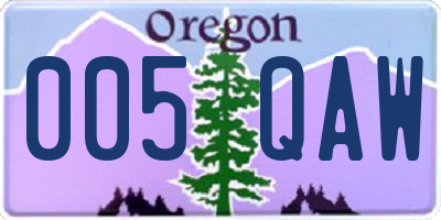 OR license plate 005QAW