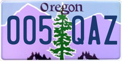 OR license plate 005QAZ