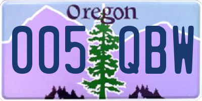 OR license plate 005QBW