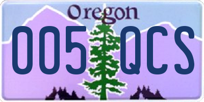 OR license plate 005QCS