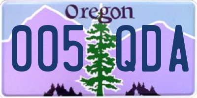 OR license plate 005QDA