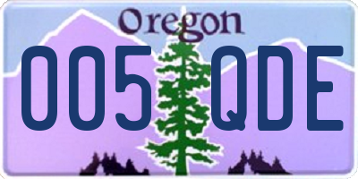 OR license plate 005QDE