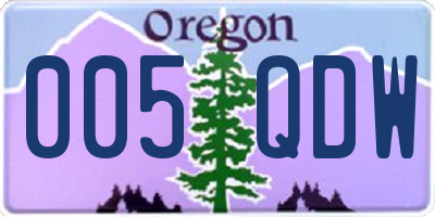 OR license plate 005QDW