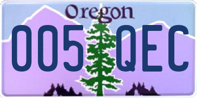 OR license plate 005QEC