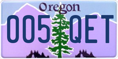 OR license plate 005QET