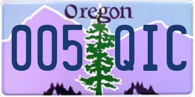 OR license plate 005QIC