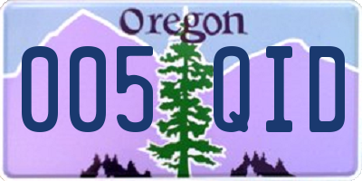 OR license plate 005QID