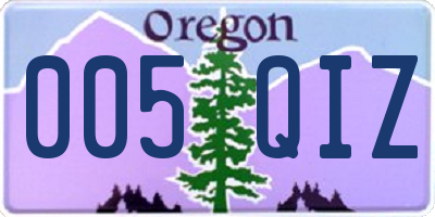 OR license plate 005QIZ