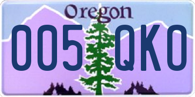 OR license plate 005QKO