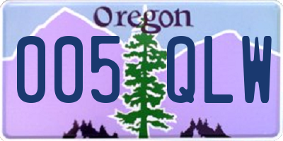 OR license plate 005QLW