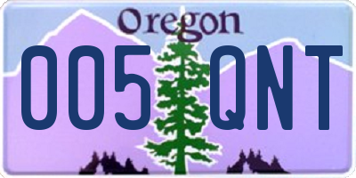 OR license plate 005QNT