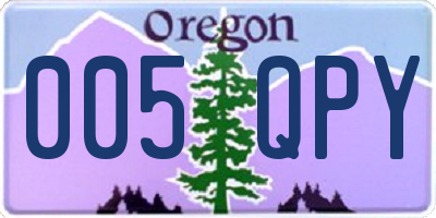 OR license plate 005QPY
