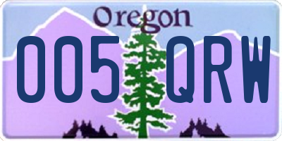 OR license plate 005QRW