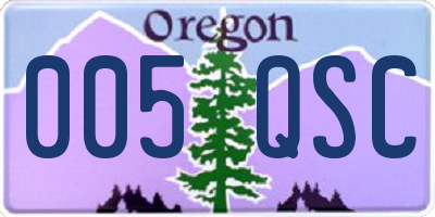 OR license plate 005QSC