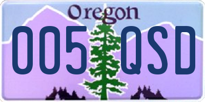 OR license plate 005QSD