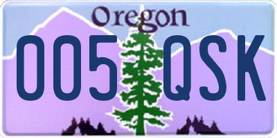 OR license plate 005QSK