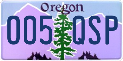 OR license plate 005QSP
