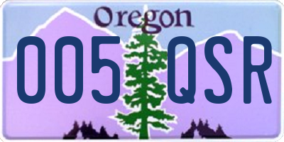 OR license plate 005QSR