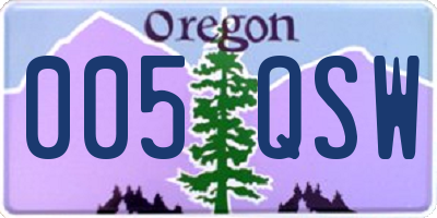 OR license plate 005QSW
