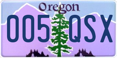 OR license plate 005QSX