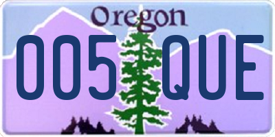 OR license plate 005QUE