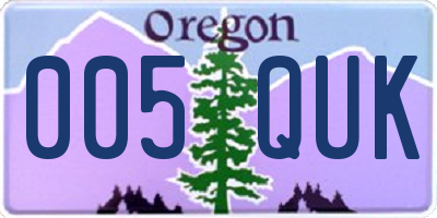 OR license plate 005QUK
