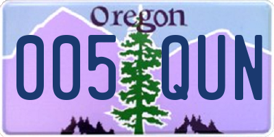 OR license plate 005QUN