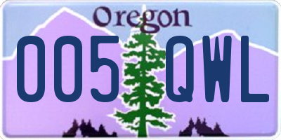 OR license plate 005QWL